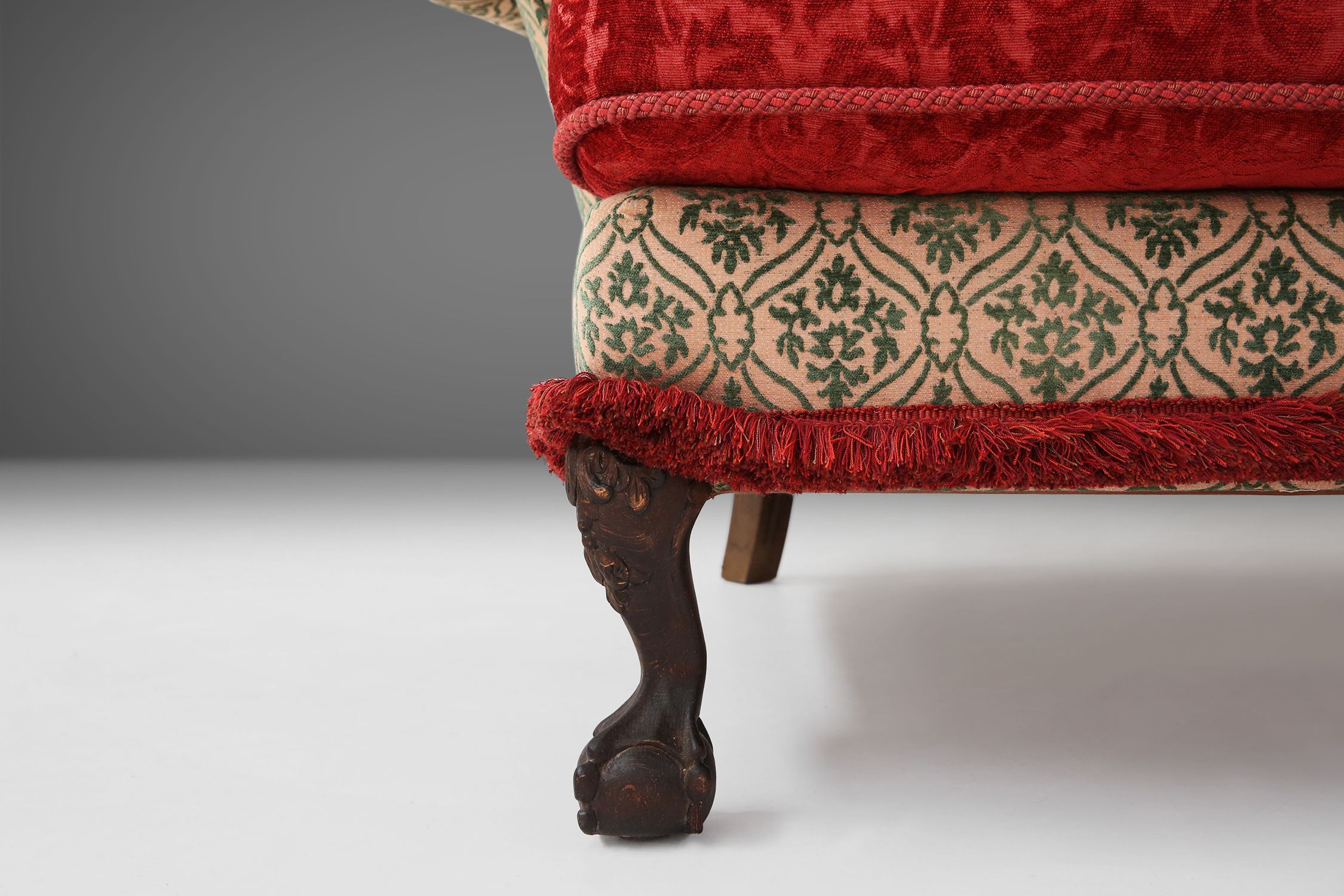 Extra large Victorian sofa and ottoman 1890thumbnail